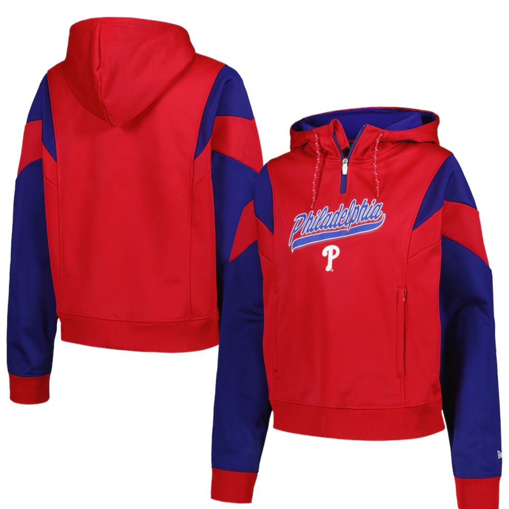 Philadelphia Phillies New Era Women's Color Block Fleece Quarter-Zip Hoodie